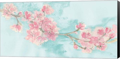Framed Cherry Blossom II Teal Print