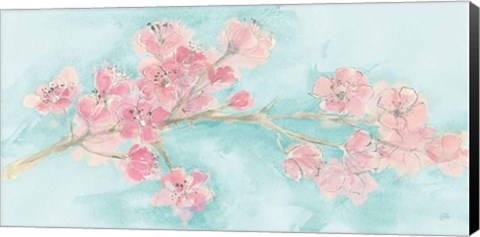 Framed Cherry Blossom I Teal Print