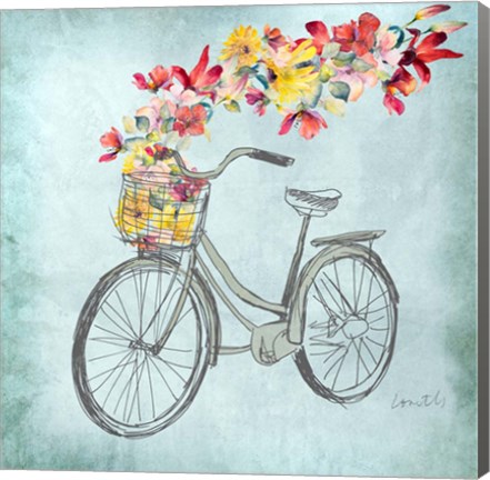 Framed Floral Day Bike I Print