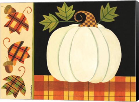Framed White Pumpkin, Leaves and Acorns Print