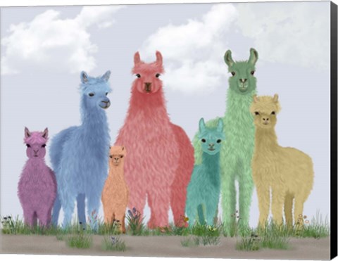 Framed Llama Pastel Family Print