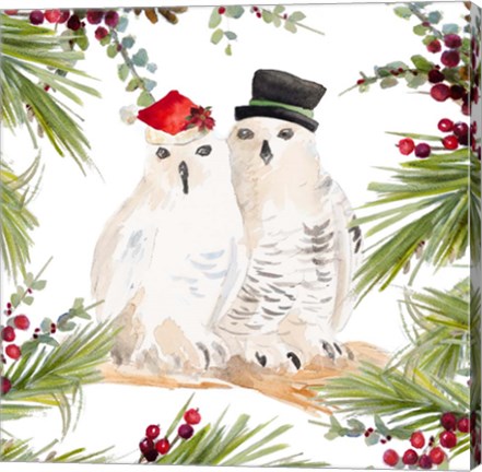 Framed Holiday Owls Print