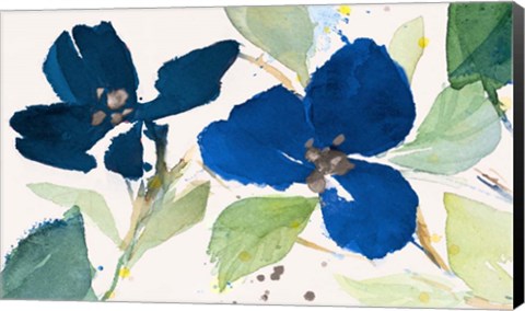 Framed Blue Watercolor Flowers II Print