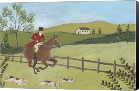 Framed Folk Art Fox Hunt III Print