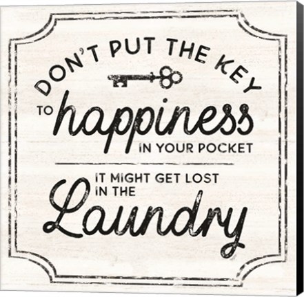 Framed Laundry Art II-Key to Happiness Print