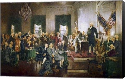 Framed Signing of the US Constitution at Independence Hall, Philadelphia, September 17, 1787 Print