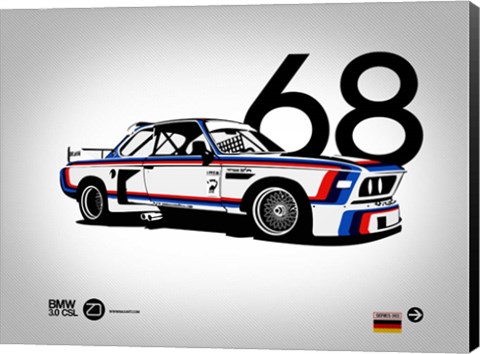 Framed 1968 BMW 3.0 CSL Print