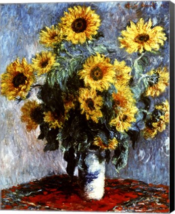 Framed Still life with Sunflowers, 1880 Print