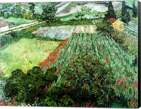 Framed Field with Poppies, 1889 Print