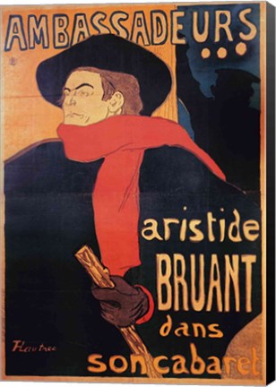 Framed Ambassadeurs: Aristide Bruant, 1892 Print