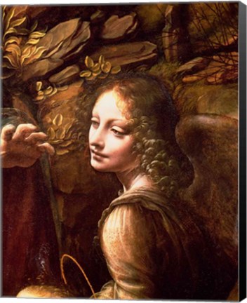 Framed Detail of the Angel, from The Virgin of the Rocks Print