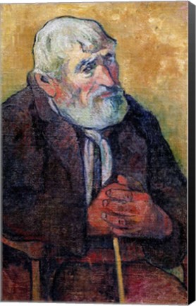 Framed Portrait of an Old Man with a Stick, 1889-90 Print