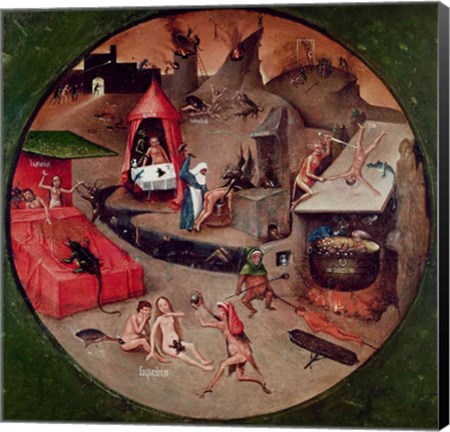 Framed Tabletop of the Seven Deadly Sins and the Four Last Things, detail of Hell, c.1480 Print