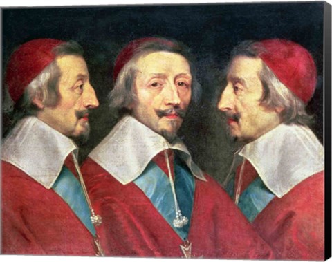 Framed Triple Portrait of the Head of Richelieu, 1642 Print