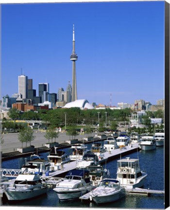 Framed Boats docked at a dock, Toronto, Ontario, Canada Print