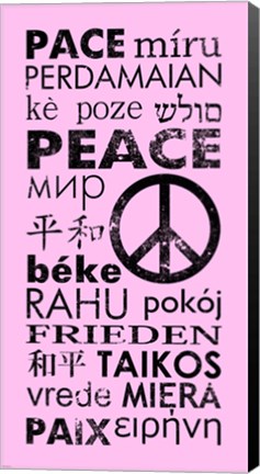 Framed Pink Peace Languages Print