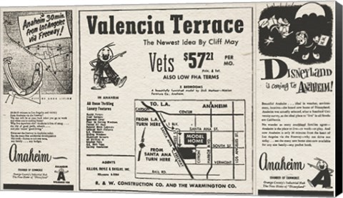 Framed 1950 Andy Anaheim Newspaper Ads Print