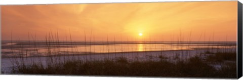 Framed Sea at dusk, Gulf of Mexico, Tigertail Beach, Marco Island, Florida, USA Print