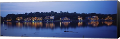 Framed Boathouse Row lit up at dusk, Philadelphia, Pennsylvania Print