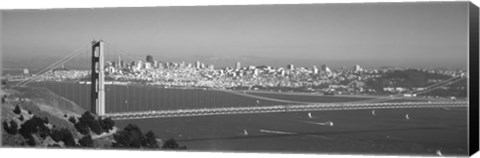 Framed Golden Gate Bridge, San Francisco, California, USA (black &amp; white) Print