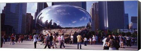 Framed USA, Illinois, Chicago, Millennium Park, SBC Plaza, Tourists walking in the park Print