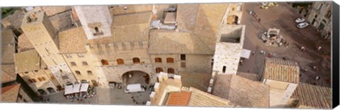 Framed High angle view of houses, San Gimignano, Tuscany, Italy Print