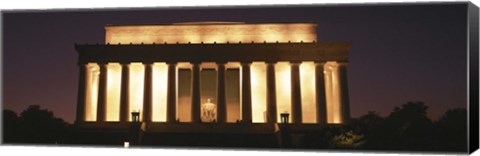 Framed Lincoln Memoria Lit Up at Night Print