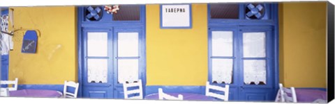 Framed Greece, Hydra, Empty restaurant Print