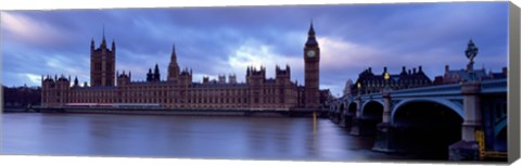 Framed Government Building At The Waterfront, Big Ben And The Houses Of Parliament, London, England, United Kingdom Print