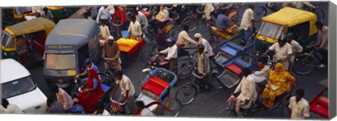 Framed High angle view of traffic on the street, Old Delhi, Delhi, India Print