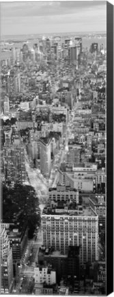 Framed Aerial View of Traffic Through Manhattan (black &amp; white) Print