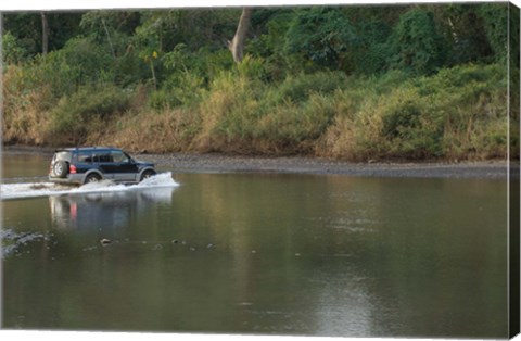 Framed Sports utility vehicle crossing a river, Ora River, Playa Carrillo, Guanacaste, Costa Rica Print