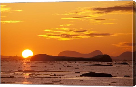 Framed Sunset, Antarctic Peninsula, Antarctica Print