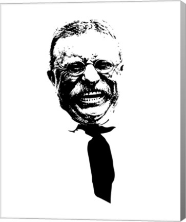 Framed Vector Portrait of Theodore Roosevelt smiling Print