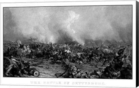 Framed Battle of Gettysburg (digitally restored, black &amp; white) Print