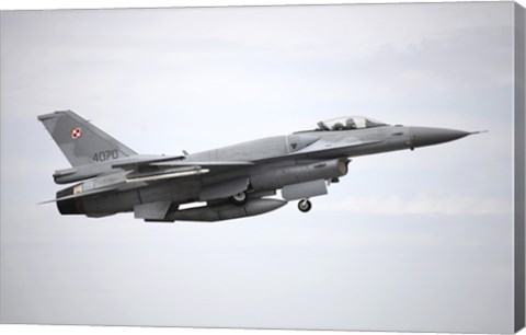 Framed Polish Air Force F-16C Block 52 in Flight Over Spain Print