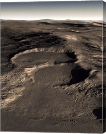 Framed Three Craters in the Eastern Hellas Region of Mars Print