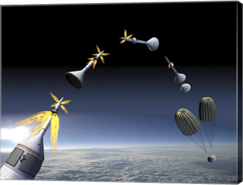 Framed Artist&#39;s Rendering of an Emergency use System of the Launch Abort System Print