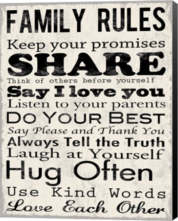 Framed Family Rules 1 Print