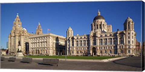 Framed Liver, Cunard, and Port of Liverpool Buildings, Liverpool, Merseyside, England Print