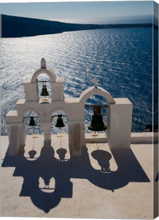 Framed Bell Tower overlooking The Caldera, Oia, Santorini, Greece Print
