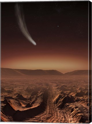 Framed Comet lights up the landscape of Candor Chasma over Mars Print