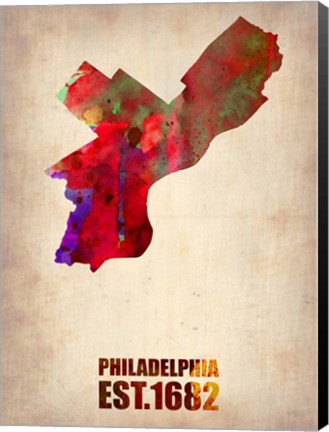 Framed Philadelphia Watercolor Map Print