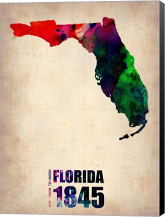 Framed Florida Watercolor Map Print