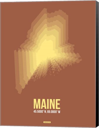 Framed Maine Radiant Map 3 Print