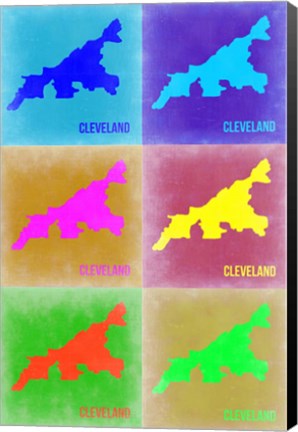 Framed Cleveland Pop Art Map 3 Print