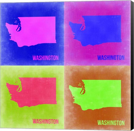 Framed Washington Pop Art Map 2 Print