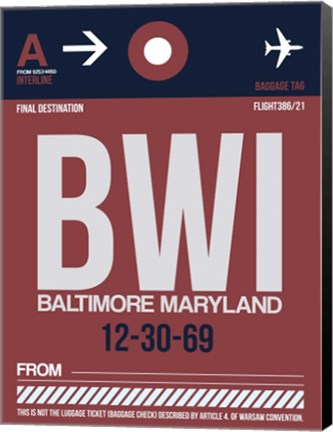Framed BWI Baltimore Luggage Tag 2 Print