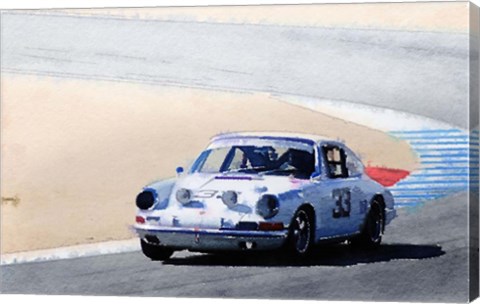 Framed White Porsche 911 in Monterey Print