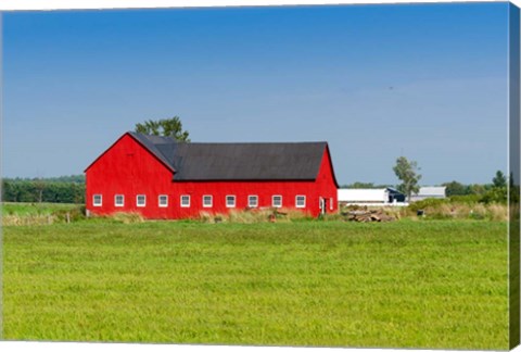Framed Red barn in Grenville County in Ontario, Canada Print